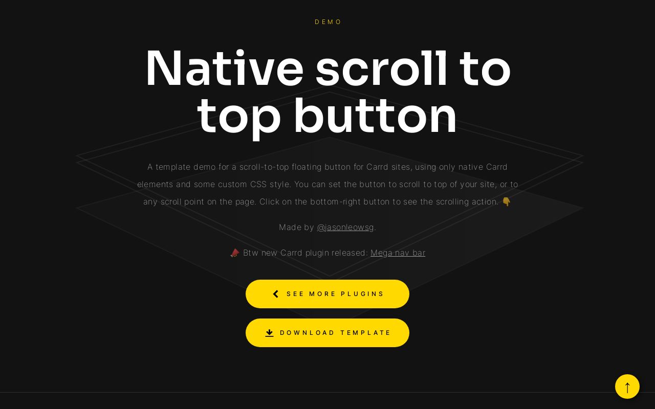 Scroll To Top Native Carrd Demo Scroll to top native carrd demo